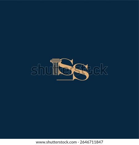 with monogram and pillar concept of elegant attorney design SS classy law logo letter