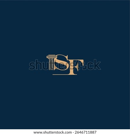 with monogram and pillar concept of elegant attorney design SF classy law logo letter
