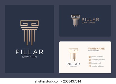 Monogram Pillar Logo Design For Law Firm Business.