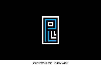 Monogram PL logo, LP logo icon vector template on black background