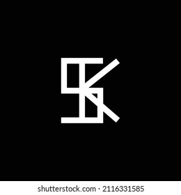 Monograma y letra inicial profesional Diseño del logotipo SK KS sobre fondo negro.