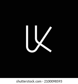 Monogram and professional initial letter UK logo design on black background.