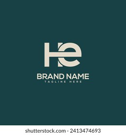 Monogram professional unique letter HE EH logo design template. Initials Business logo.