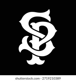Monogram PS or SP Logo Design with Interlock Style on Classic Vintage Vibrant,  Can Be Applied to Logos, Clothing Designs, Social Media Visuals, Print Materials, and Various Digital Branding Purposes.