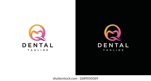 Monogram Q logo design with dental, design for a luxurious, elegant and simple business.