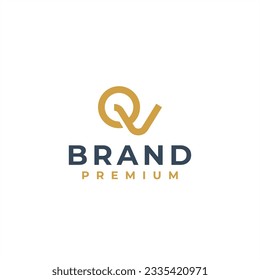 diseño de logotipo de letra qv monograma