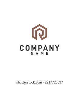 monogram R with hexagon logo design
