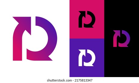 Monogram R Logo Design Concept Recycle environment community