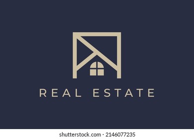 Logo de Monograma Inmobiliario. Elemento de plantilla de diseño del logotipo de construcción