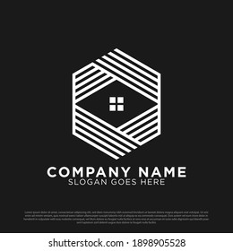 Monogram real estate logo design template, best Construction Building vector