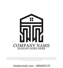 Monogram real estate logo template, best for building and construction logo design vector