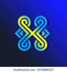 The monogram is the reflection ornament. Rounded, elegant and outline.