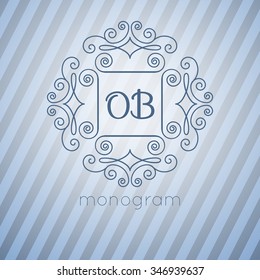 Monogram in retro style. Stock vector.