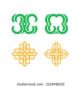 El monograma es el cohetes y 33. Ornamento, elegante y contorno.