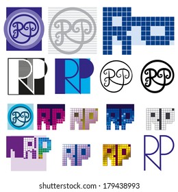 monogram RP Colorful set of two letters in the graphics bundle