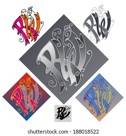 Monogram R,W Two letters woven into a single ensemble,vector illustration.
