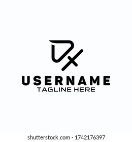 Monogram RX logo design in black on a white background.