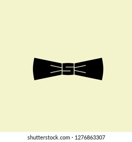 Monogram S initial in bow tie trendy vector style illustration. Elegant black logo design template isolated on light background