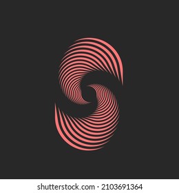 Monogram S letter logo creative symbol, coral swirling spiral lines pattern similar to fingerprint.