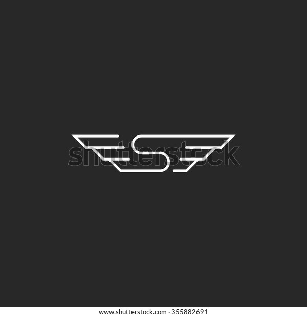 Monogram S letter winged logo mockup\
hipster, concept creative idea flying wings car\
emblem