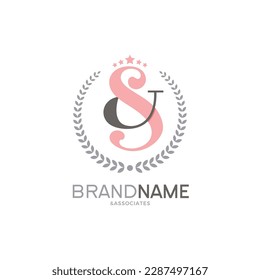 Diseño del logotipo de Monograma S. Letra S combinada con carácter y corona de estrellas. Vector aislado 