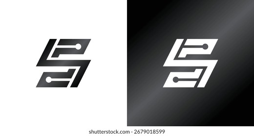 Logotipo S de Monograma em estilo digital e cibernético, design agradável para qualquer empresa e empresa.