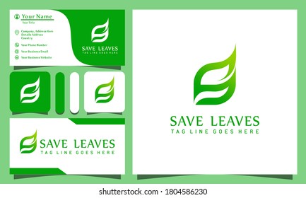 diseño de logotipo de hoja natural monograma S ilustración vectorial con estilo de arte de línea vintage, plantilla moderna de tarjeta de empresa