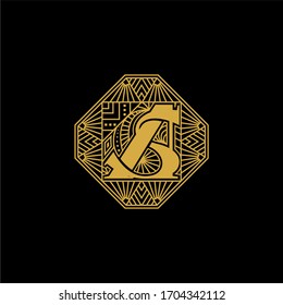 Monogram AS oder SA mit Art Deco Vektor, gut für Logo-Aufkleber-Design