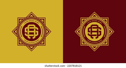 Monograma AS o SA con logotipo de placa geométrica