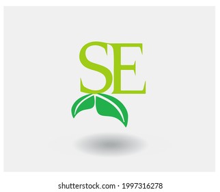 Monogram SE initial logo with organic leaf