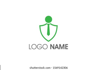 monogram Security Officer services logo design vector. Shield and tie icon illustration.