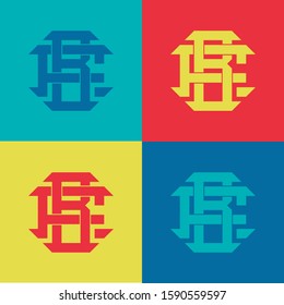 monogram set letter BF or FB template logo pop culture, modern collection color
