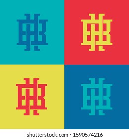 monogram set letter BH or HB template logo pop culture, modern collection color