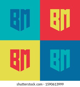 monogram set letter BM or MB template logo pop culture, modern collection color
