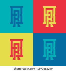 monogram set letter BR or RB template logo pop culture, modern collection color