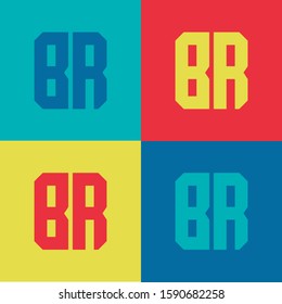monogram set letter BR or RB template logo pop culture, modern collection color