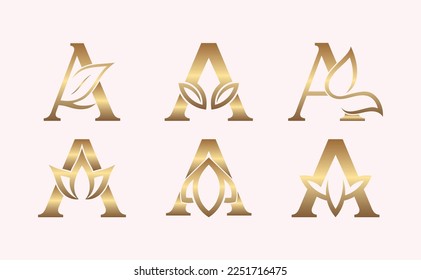 monogram set of letter A brand beauty logo