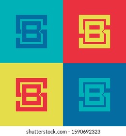 monogram set letter BS or SB template logo pop culture, modern collection color