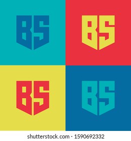 monogram set letter BS or SB template logo pop culture, modern collection color