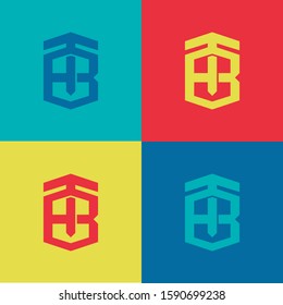 monogram set letter BT or TB template logo pop culture, modern collection color