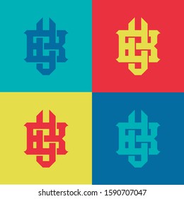 monogram set letter BU or UB template logo pop culture, modern collection color