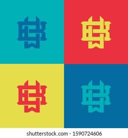 monogram set letter BW or WB template logo pop culture, modern collection color