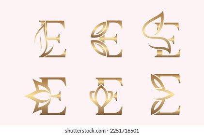 logotipo de belleza de marca E de monograma