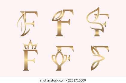 monogram set of letter F brand beauty logo