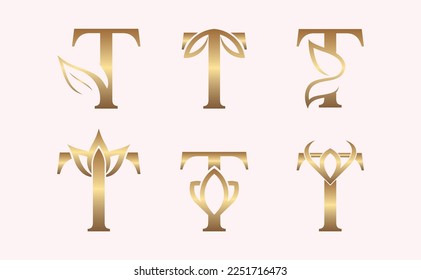 monogram set of letter T brand beauty logo