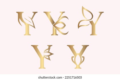 monogram set of letter Y brand beauty logo