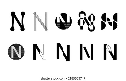 Conjunto de monogramas Logotipos con la letra N, colección