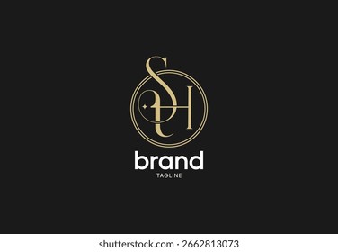 Logotipo de Monogram SH con círculo y tipografía elegante