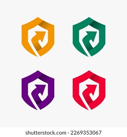 monogram Shield arrow company logo. monogram Arrow shield logo. defense symbol. shield logo with arrow up design. Protection logo for company.