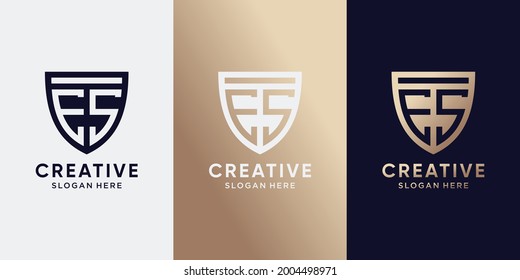 Monogram shield logo design initial letter ES with creative modern concept. Logo design template for business company and personal